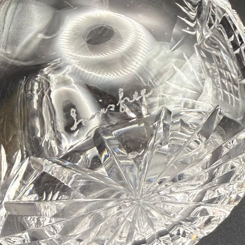 James Free Cut Crystal Glass Pitcher Water Jug with Fan and Diamond Pattern 4 in